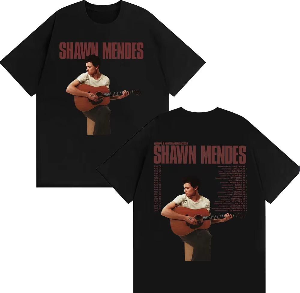 Singer Shawn Mendes on The Road Again Tour Graphic Tshirts Mens Fashion Hip Hop Street T Shirt Casual Cozy pure Cotton Top