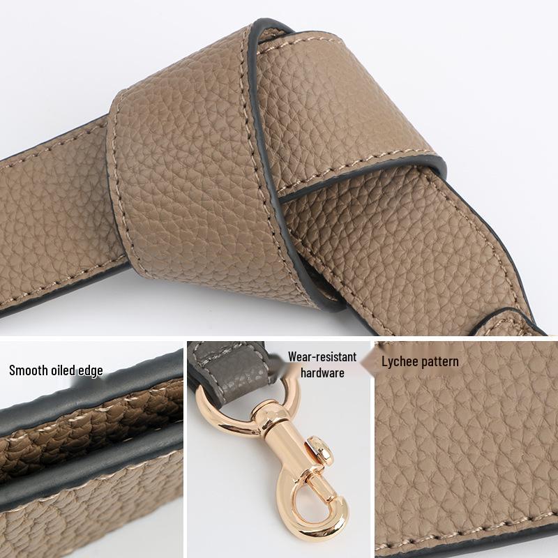 Women's Faux Leather Shoulder Strap Bag Accessory - Imitation Cowhide, Single Wide Short Handheld Strap