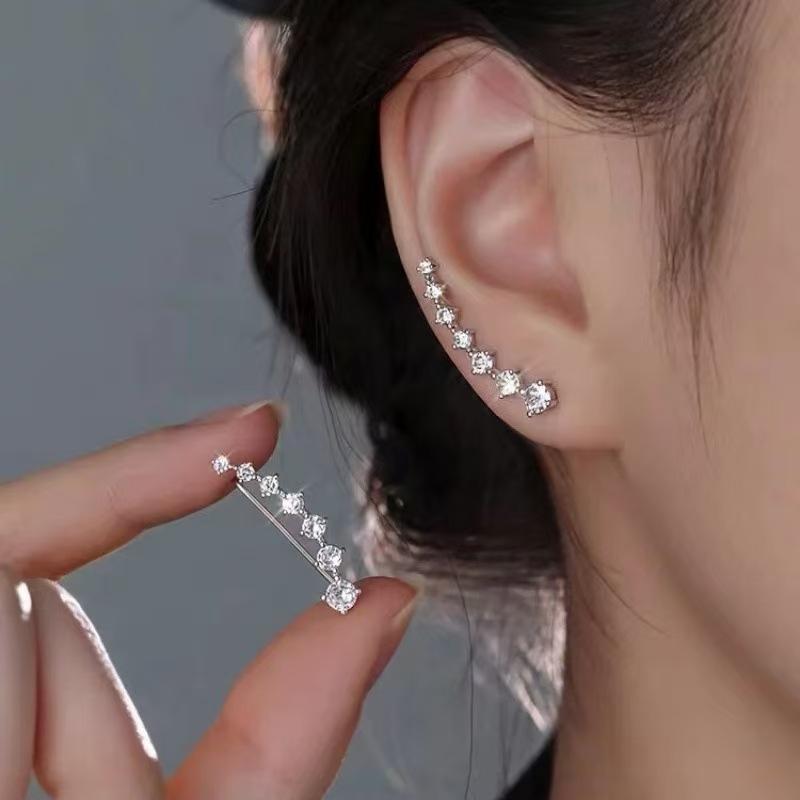 OPK 1 Pair of Exquisite and Elegant Curved Earrings, Decorated with Faux Cubic Zirconia. Women's… More