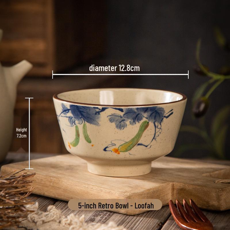 Vintage Ink Wash Ceramic Dòulì Noodle Bowl - High-Footed Underglaze Tableware for a High-End, Unique Feel.