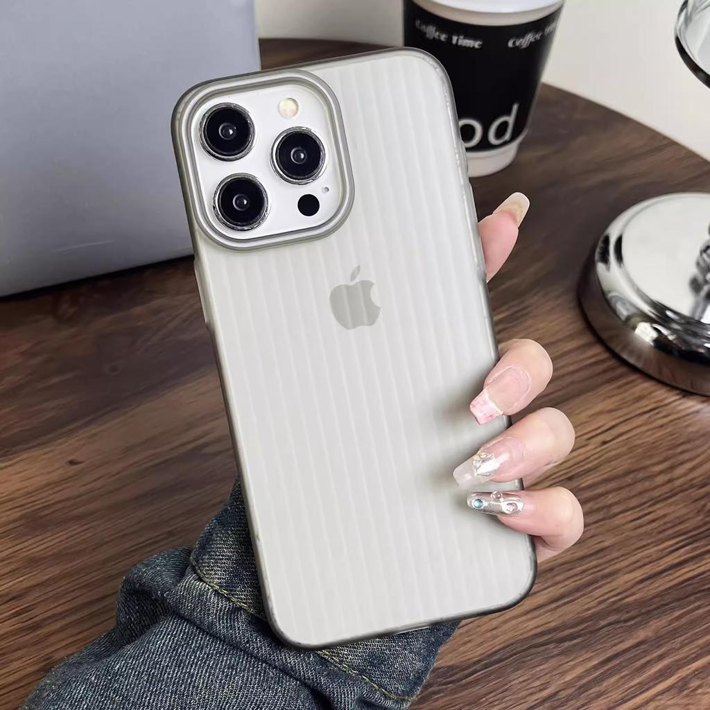 Corrugated Grating Magnetic Case Suitable for IPhone 16 Ice Fog PC Matte Phone Case Apple 15 Anti Slip Strip 14 Transparent