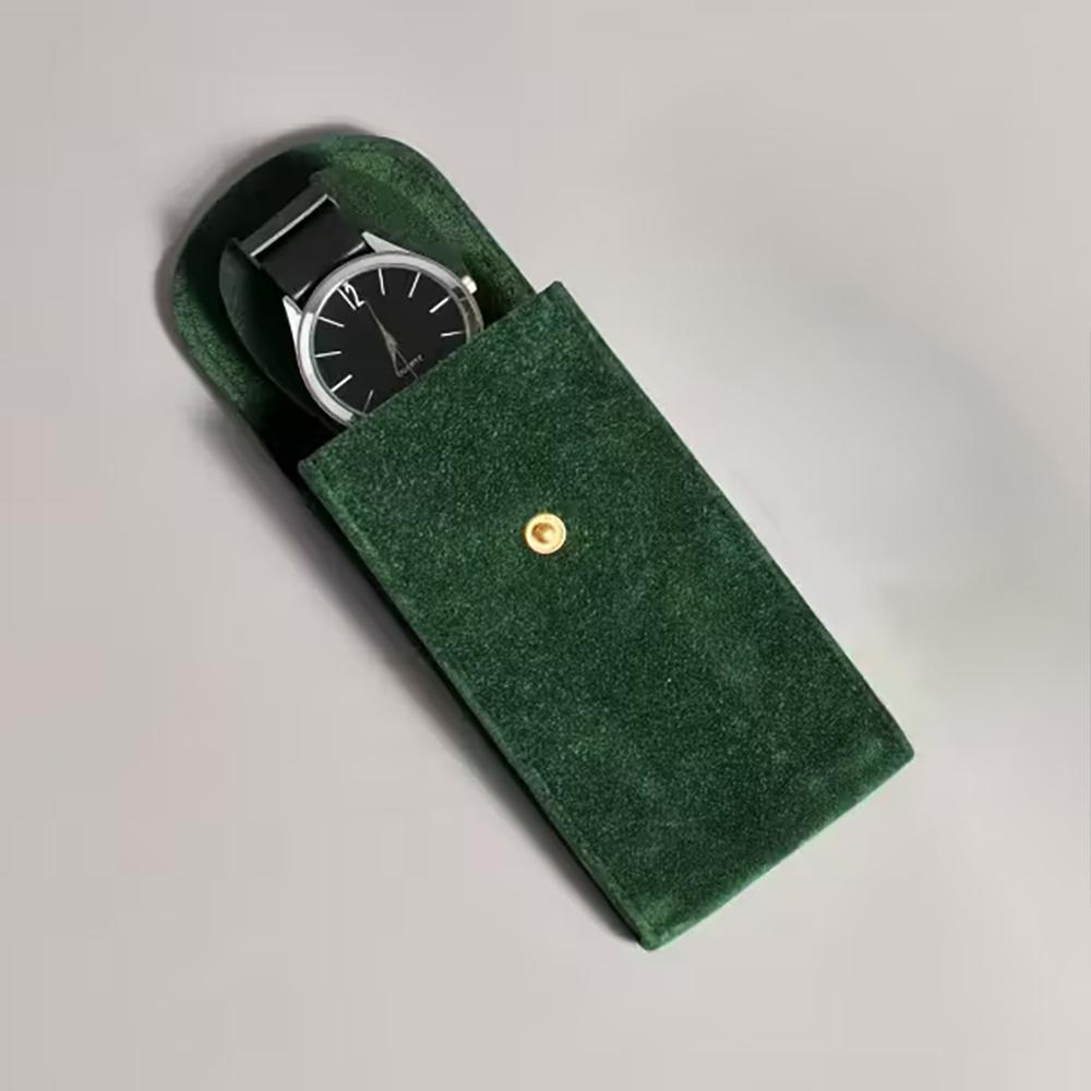 Double-sided suede watch envelope bag, jewelry snap bag, high-end suede microfiber flap watch bag, travel single watch box