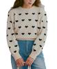 Titibait Heart Print Knit Pullover AEXP4174 Free Size Ivory Women's