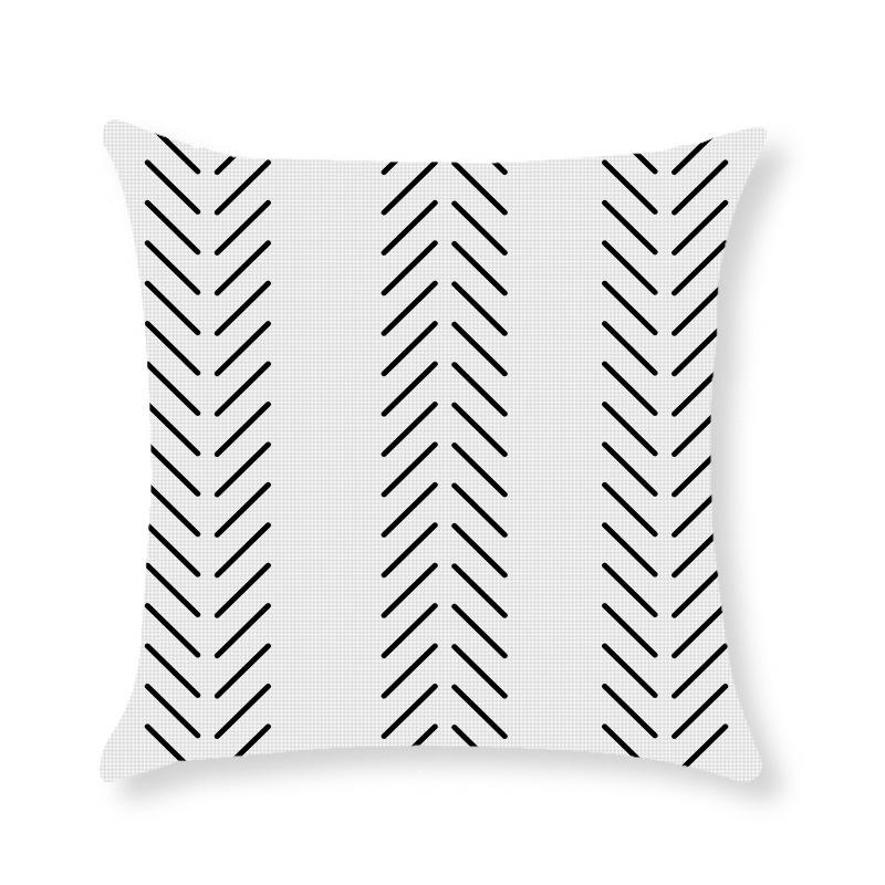 Nordisch Schlicht Schwarz und Weiß Geometrisch Weiß Leinen Kissenbezug Sommer Zuhause Sofa Kissen Kissenbezug