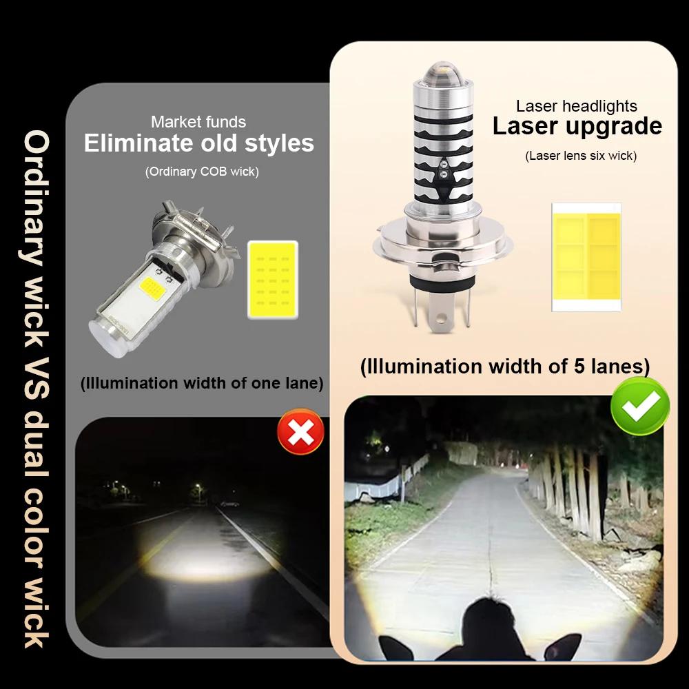 BA20D LED Motorcycle Headlight Bulb Canbus High Low Beam Spotlights Scooter Fog Lights Moto Accessories 12V White White Yellow