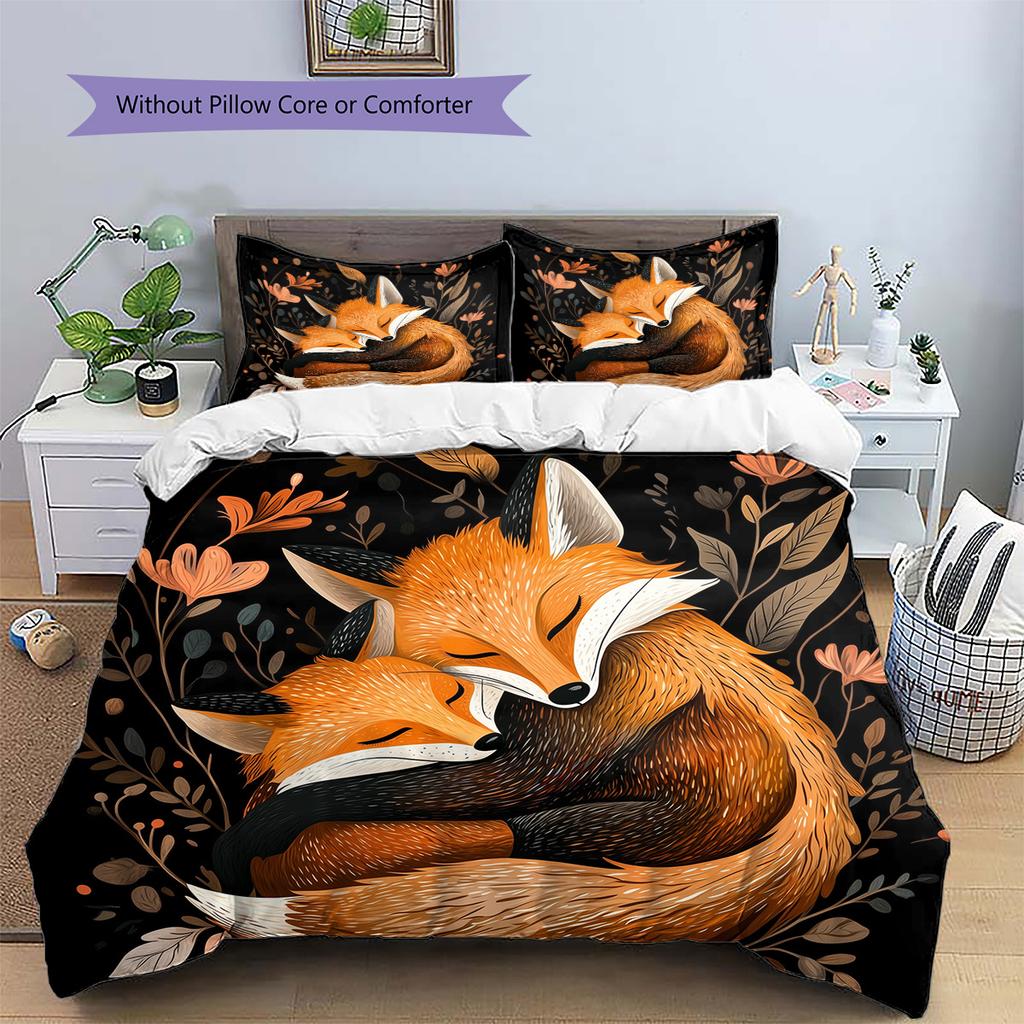 Hugging Animals  Pattern Bedding Quilt Set Quilt Cover Pillowcase Home Decoration  Gift (1 * duvet cover + 2 * pillowcase, without core)