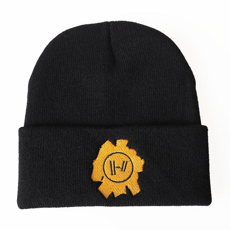 Trendy twenty one polits Band embroidered knitted hat, woolen hat, hip-hop pullover hat