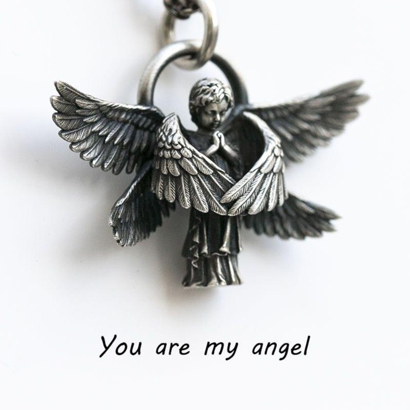 Seraphim Pendant Necklace Long Chain Angel Clavicle Chain Men and Women Couples Creative Gifts Valentine's Day Gifts