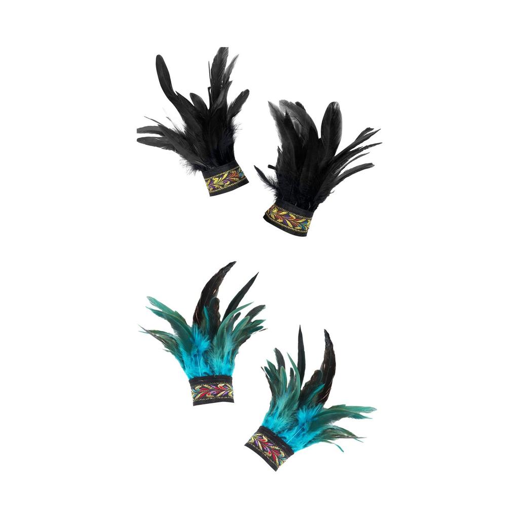 Feather Wrist Cuffs Feather Gloves Cuff Gothic Arm Warmers Faux Fur Sleeve for Halloween Costume Cosplay Decorations Masquerade