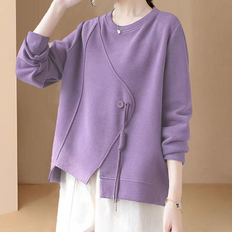 Sweatshirt for Women Cotton Oversize Fleece Thickened Loose Round Neck Casual Pullover Long Sleeve Top Sweatshirt