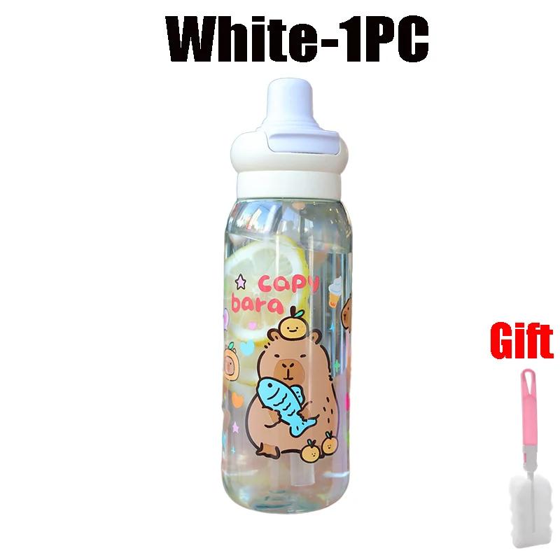 750ml Capybara Cartoon Portable Large-capacity Water Bottle Sports Straw Cups Student Plastic Water Cups Water Bottle