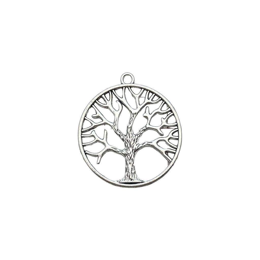 Ancient Silver Plant Small Pendant Hollow Tree Of Life Alloy Accessories Handmade Beaded DIY Material Jewelry