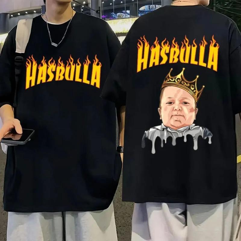 Hasbulla Magomedov Fun Printed Women Cotton T-shirt Summer New Cartoon Graphic T-shirt Loose Y2K Top Couple Personalized T-shirt