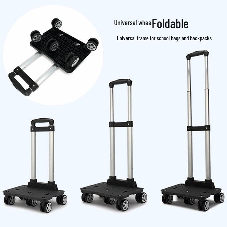 Aluminum Alloy Foldable Student Backpack Trolley with Universal Wheels