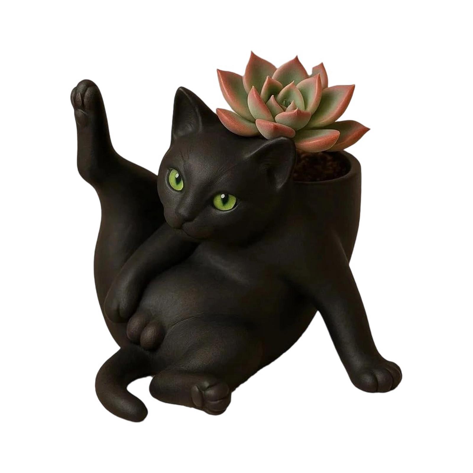 

Fun Grooming Cat Planter, Cute Pot, Animal Flower Pot For Desk, Indoor, Outdoor Home Decor, For Cat Lovers One Size