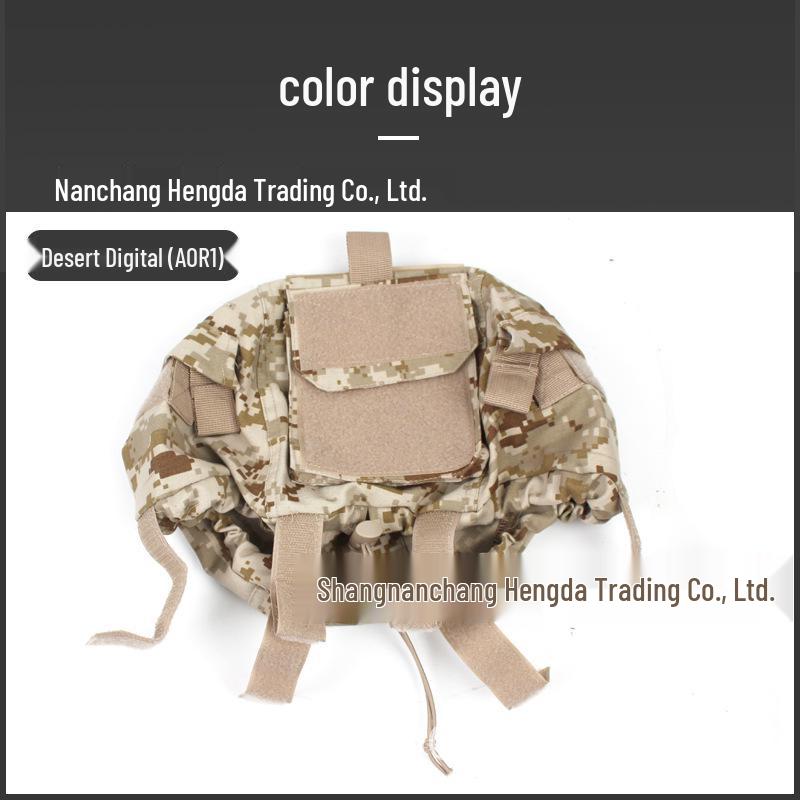 MICH2000 Tactical Helmet Cover with CP Camouflage & Black MC Mickey Counterweight Accessory Pouch