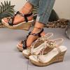 Fashion T-Strap Platform Sandals for Women New Mix Color Elastic Band Wedge Sandals Woman Summer Daily Open Toe Shoes Female