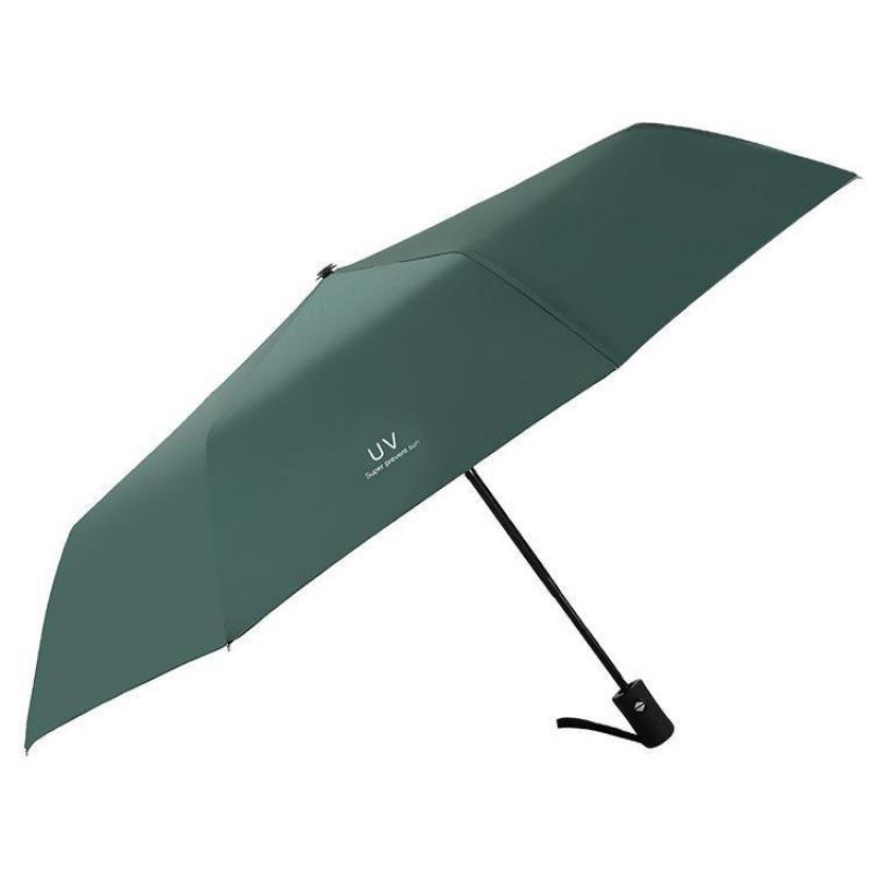Women's Foldable UV Protection Sunshade: Black Vinyl Automatic Umbrella for Rain or Shine