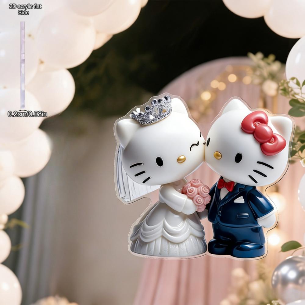 

for hello kitty Wedding Couple Acrylic Pendant - Romantic Bride & Groom Design with Sweet Home Sign, Perfect for Car Rearview Mirror 7.1*8CM