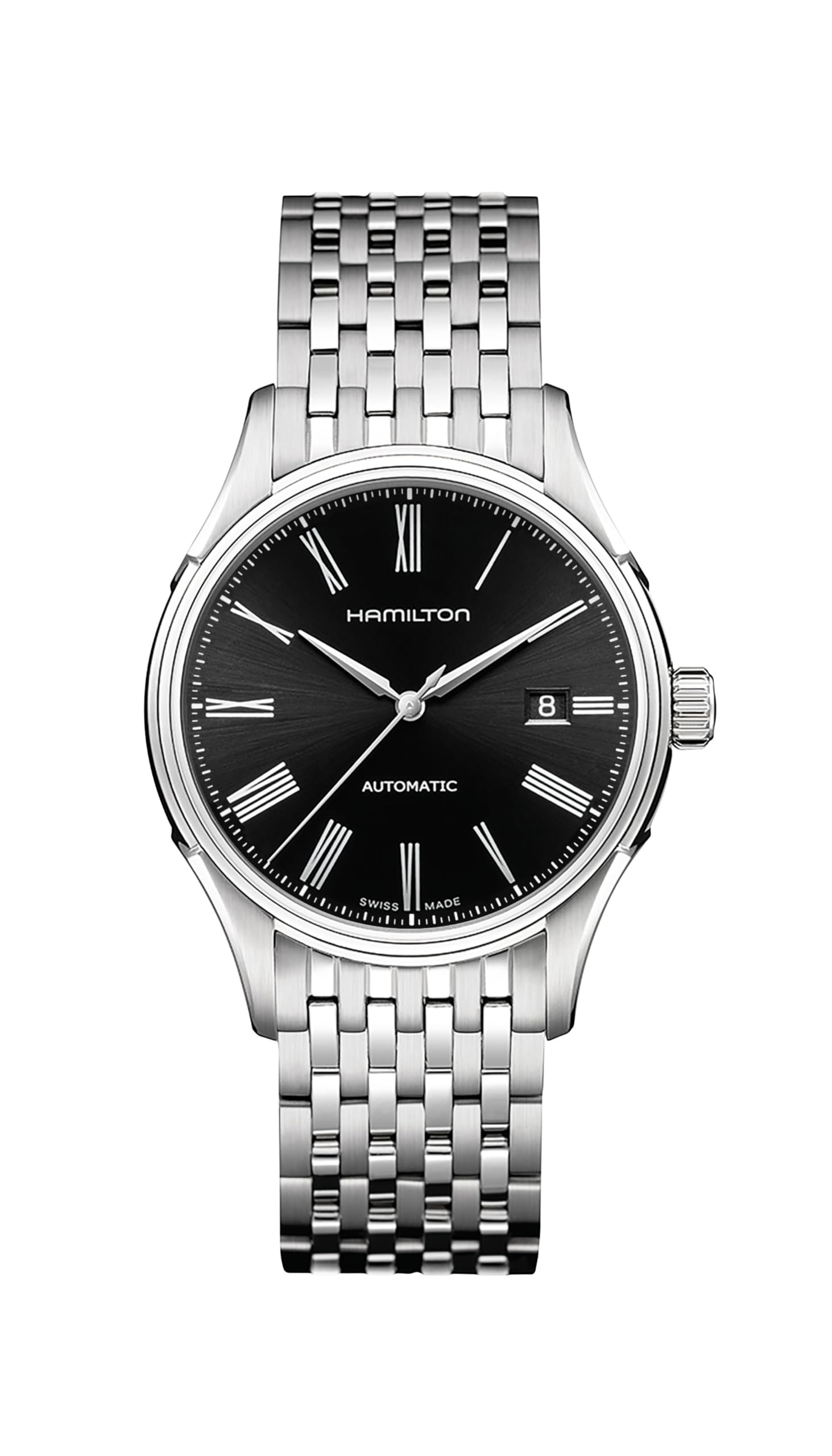 

Hamilton Valiant Auto Roman Black Metal Men s Watch (H39515134) with Official Warranty [Official Import]