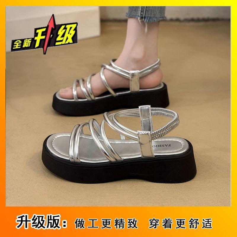 Fairy Roman sandals female 2025 summer new student fairy soft sole one word thick sole with skirt sandals