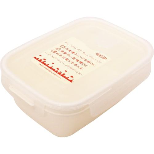 Iwasaki Kogyo Smart Flap & Lox Microwave-Safe Food Storage Container, Square, White, 900ml (L), Made In Japan, A-2162W1