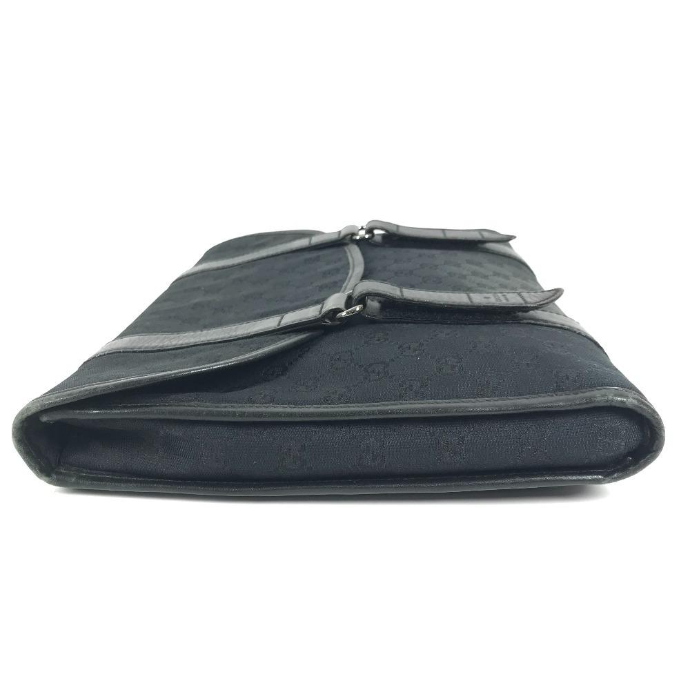 GUCCI 145852  Logo GG Bag Pouch Flap Cluch Bag Clutch bag GGCanvas/Leather Black