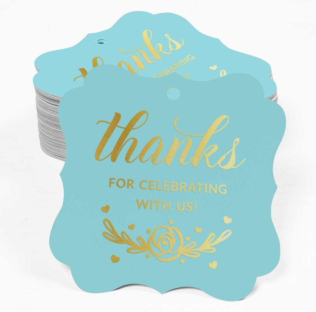 Inkdotpot Real Gold Foil Thanks For Celebrating With Us Bridal Shower-Baby Shower-Retirement-Wedding-Birthday Tags
