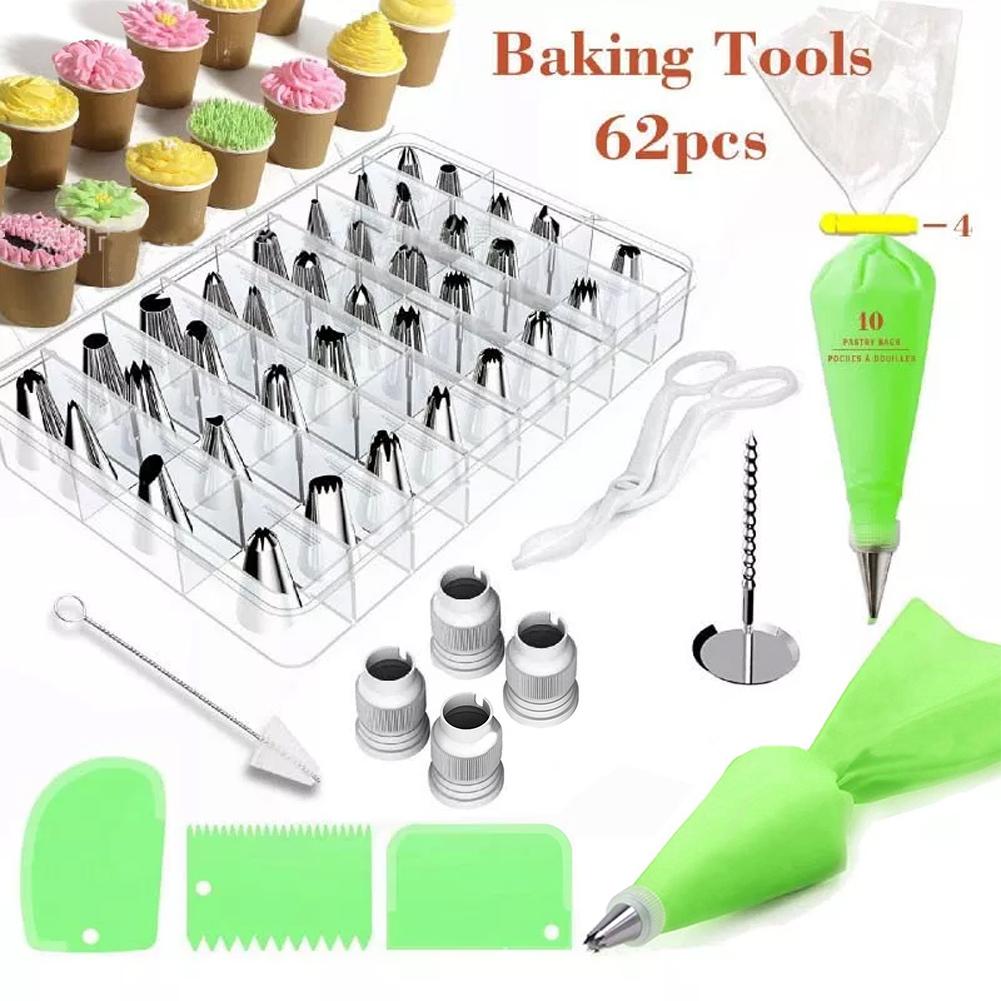 

62Pcs Stainless Steel Nozzle Cream Bag Cake Decoration Baking Tools 62pcs#0