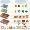 Wooden Toy Shop, Wooden Market Stall with Cash Register, Blackboard and Toy Food, 4 Storage Boxes, Ages 3+, Green