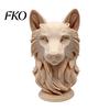 Wildtier Kopf Skulptur 3D Gedruckte Wolf Figur, Realistische Statue mit Runder Basis, für Heim Büro Bücherregal Dekor Dekoration
