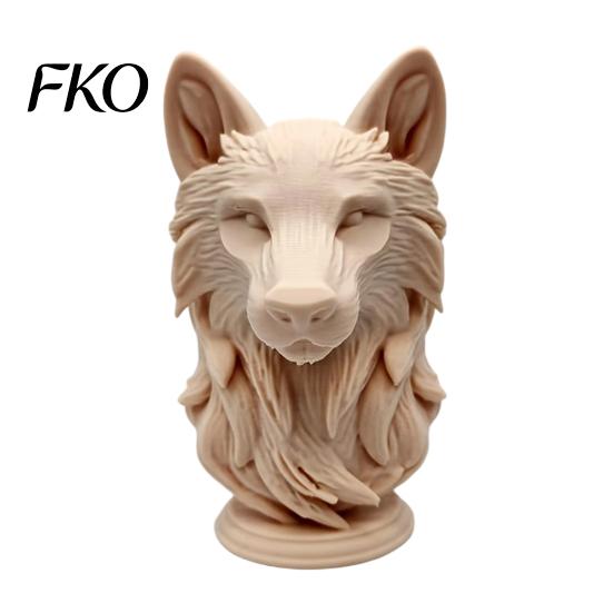 Wildtier Kopf Skulptur 3D Gedruckte Wolf Figur, Realistische Statue mit Runder Basis, für Heim Büro Bücherregal Dekor Dekoration