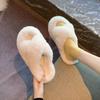 2025 Autumn New Internet Celebrity Fluffy Slippers Female Lazy Woman Wearing Large Size One-word Thick Bottom Open-toed Slippers Female