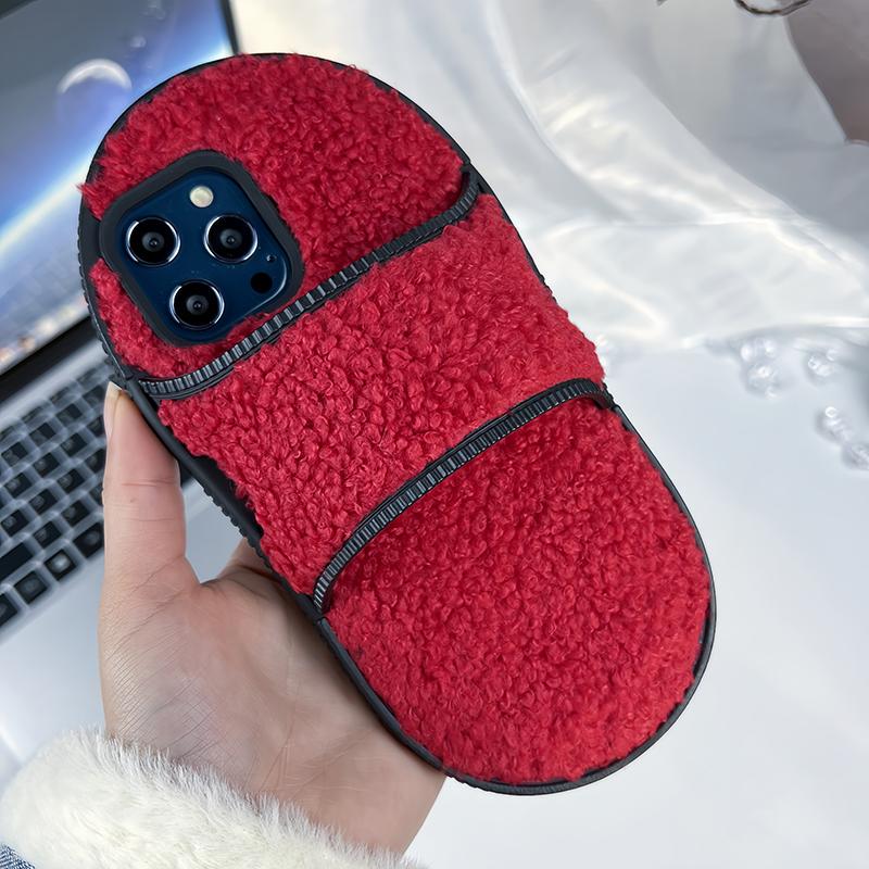 

Мягкий ТПУ Зеркальный Однотонный Плюшевые Тапочки Чехол для Телефона Для iPhone 15 Pro Max 11 12 13 14 Pro Max Ударопрочный Чехол-Кронштейн Задняя Крышка for iphone11(6.1 ) красный