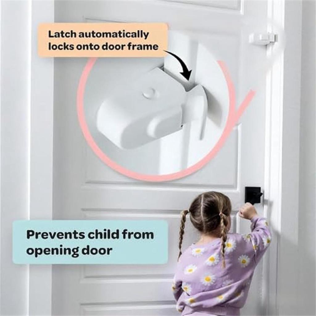 BHBL Childproof Safety Lock for Interior Door,Snap on Door Lock Child Proof Door Lock,for Toddlers,Cats & Dogs for Parents A