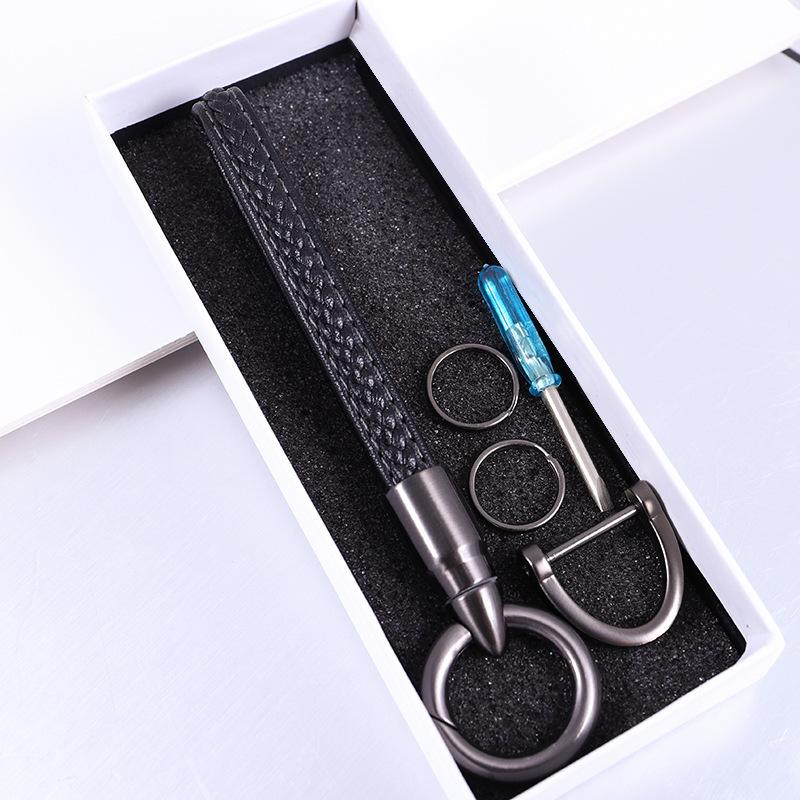 

Creative bullet rotating keychain men s and women s leather car keychain alloy pendant