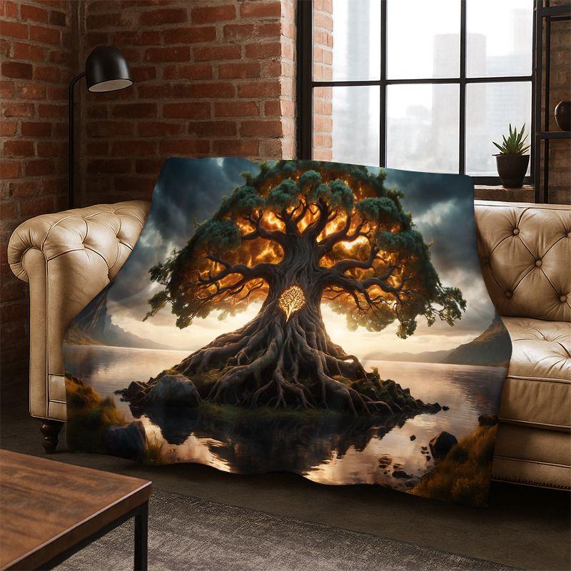 Tree of Life Nordic Mythology Yggdrasil Nature cartoon Flannel Blanket Soft Throw Blanket for Bedroom Living Room Bed Travel kid 75x90cm