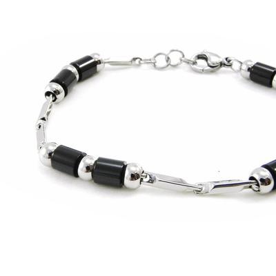 [I9097] - Silver-black 'Choréographie' Steel Bracelet
