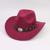 Western cowboy top hat new rivet decorative jazz hat men's and women's outdoor sunshade soft tweed hat