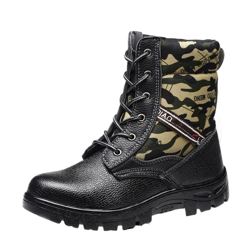 Camouflage High-top Labor Insurance Shoes, Smash-proof and Puncture-proof Snow Safety Shoes