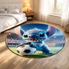 Round Rug Stitch Playing Soccer Ball Stadium Floodlights Sports Cartoon Living Room Decor