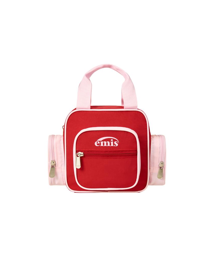 Emis Nylon Color-Block Tote Bag-Red