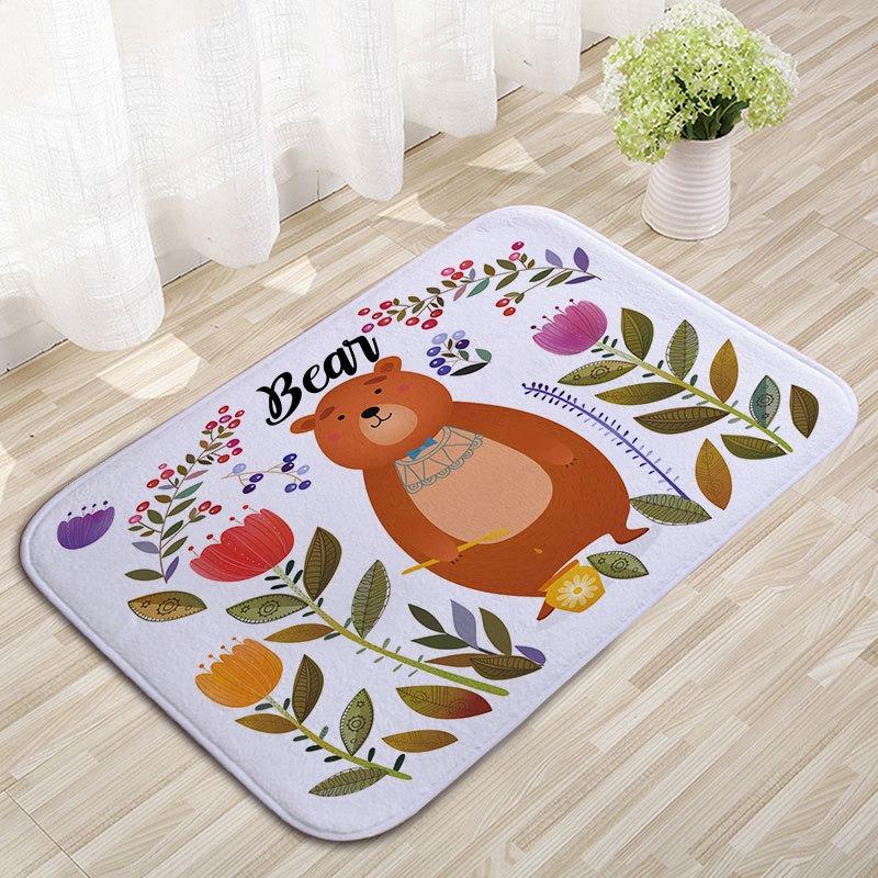 Vintage Floral Bird Doormat Cute Illustrative Style Cartoon Non-Slip Entrance Rug Boho Butterfly Decorative Floor Carpet