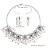 Woman Vintage Hollow Jewelry Sets Simulated Pearl Tassel Necklace Earrings