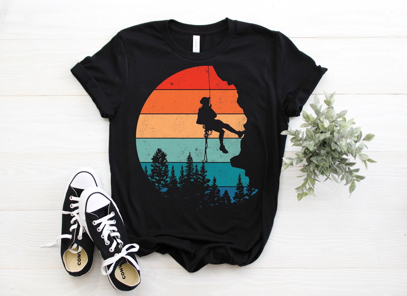 Climbing Vintage Retro T-Shirt, Gift For Climber Bolder Boulder, Mountain Climb Bouldering Rock Walls Indoors Outdoors Lover Present Tees, 100