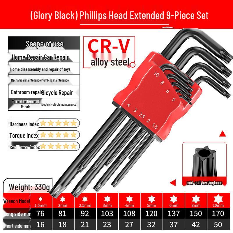 Colored Hex Wrench and Screwdriver Set - 6-Point, Multifunctional Tool with Extended Keys