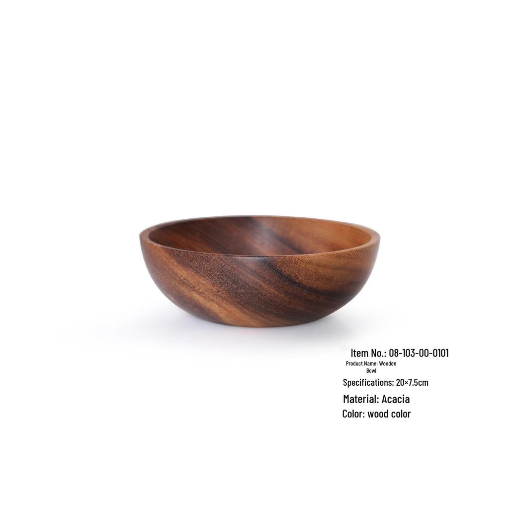 YFJY Acacia Wood Bowl Set - Japanese Style, Moisture-Proof Wooden Bowls and Plates for the Home.
