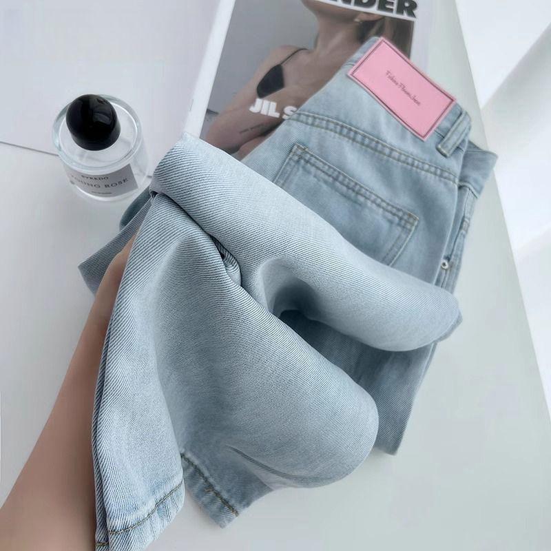 

Light-Colored, High-Waisted, Slimming Straight-Leg Jeans for Petite Women - New Summer Style with Good Drape, Floor-Length. XS
