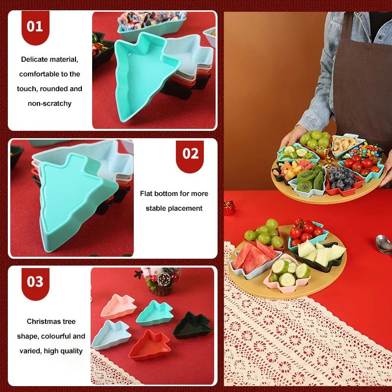 5/8 Grid Christmas tree fruit plate Christmas home dry fruit plate snack plate fruit plate living room creative high value