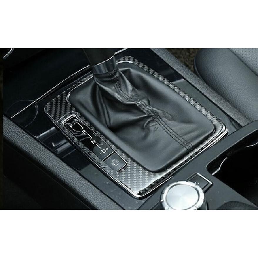Real Carbon Fiber Central Console Gear Shift Cover Trim For Benz C-Class 2007-14